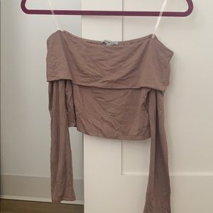 Long sleeve off the shoulder crop top super soft